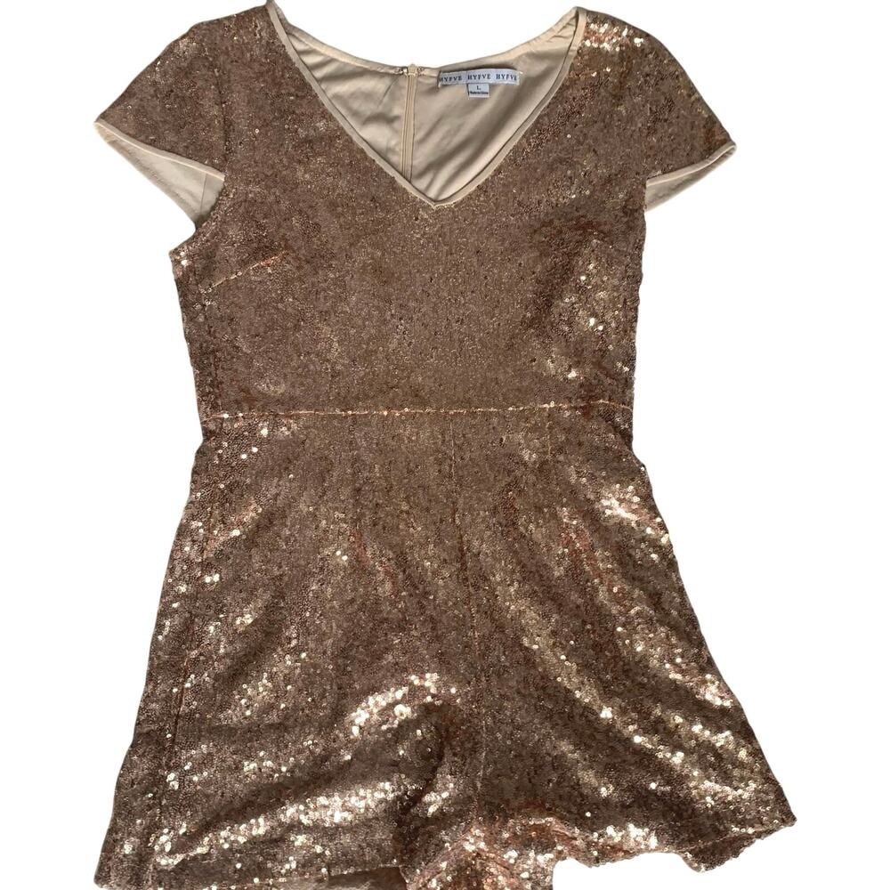 Y2K HYFVE Rose Gold Sequin Glam Romper